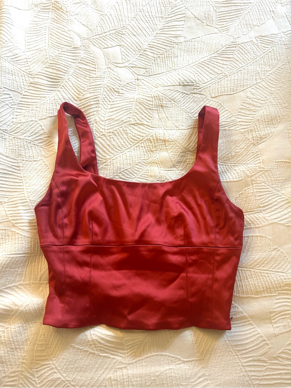 Wilfred Rose-Red Satin Bustier Crop